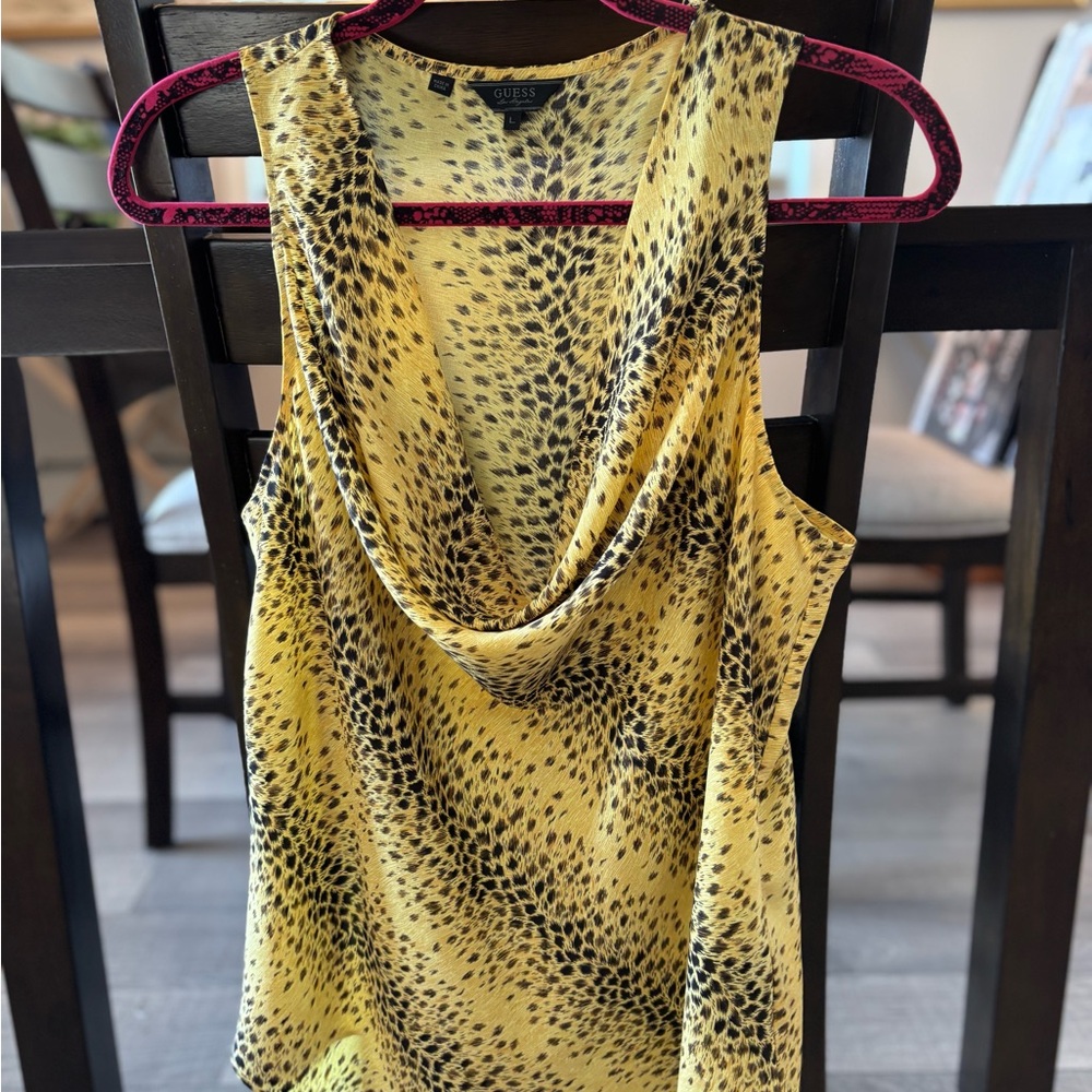 GUESS Yellow and Black Women's Top